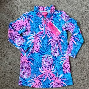 Lilly Pulitzer Little Girl Skipper Ruffle Popover Borealis Blue Print